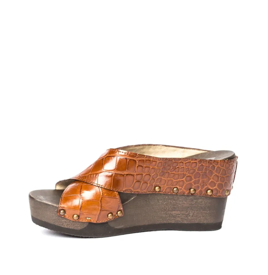 SOFTCLOX Alena Krokoprint Braun-Frau Sandaletten