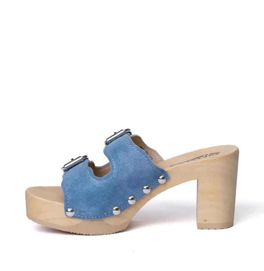 SOFTCLOX Evi Jeanslook Blau (Natur)-Frau Pantoletten