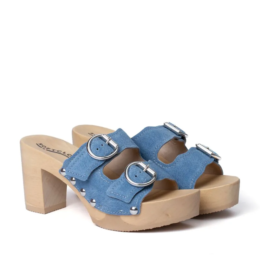 SOFTCLOX Evi Jeanslook Blau (Natur)-Frau Pantoletten