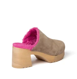SOFTCLOX Hanja Kaschmir/Plusch Taupe/Pink (Natur)-Frau Clogs