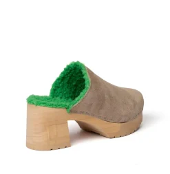 SOFTCLOX Hanja Kaschmir/Plusch Taupe/Green (Natur)-Frau Clogs