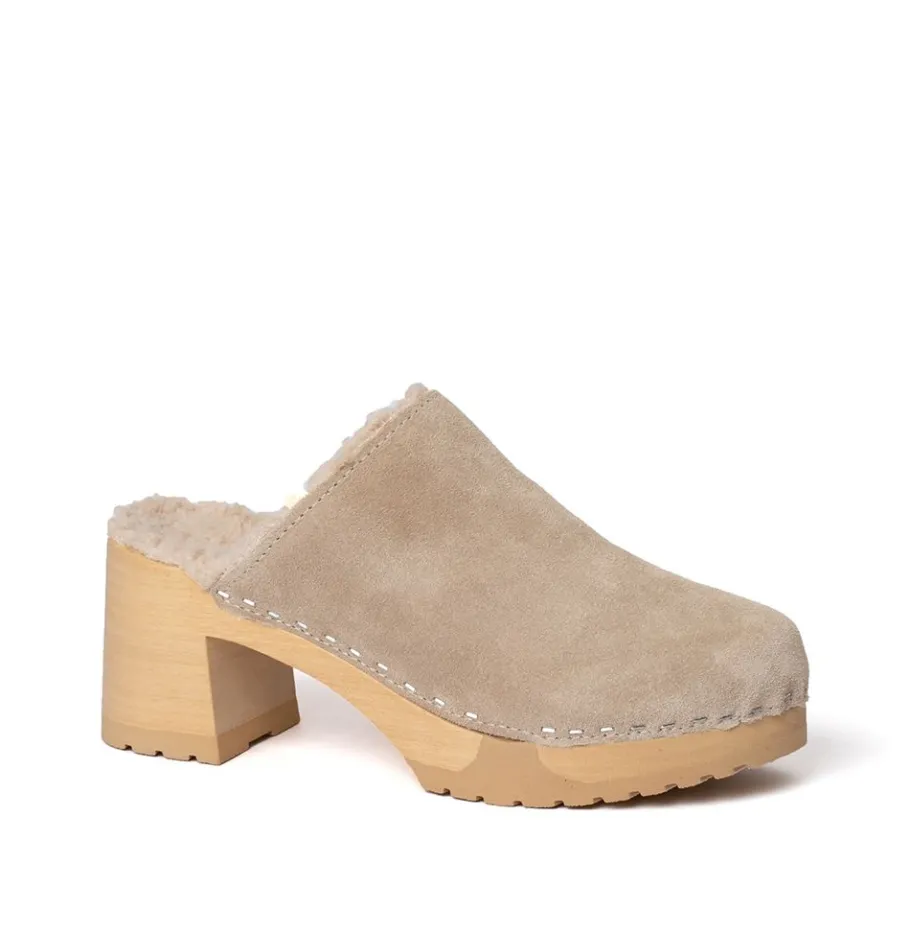 SOFTCLOX Hanja Kaschmir/Plusch Taupe/Taupe (Natur)-Frau Clogs