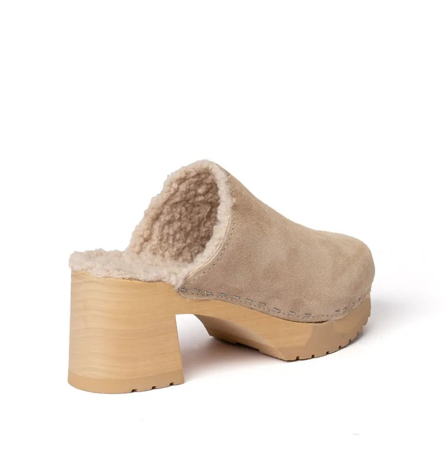 SOFTCLOX Hanja Kaschmir/Plusch Taupe/Taupe (Natur)-Frau Clogs