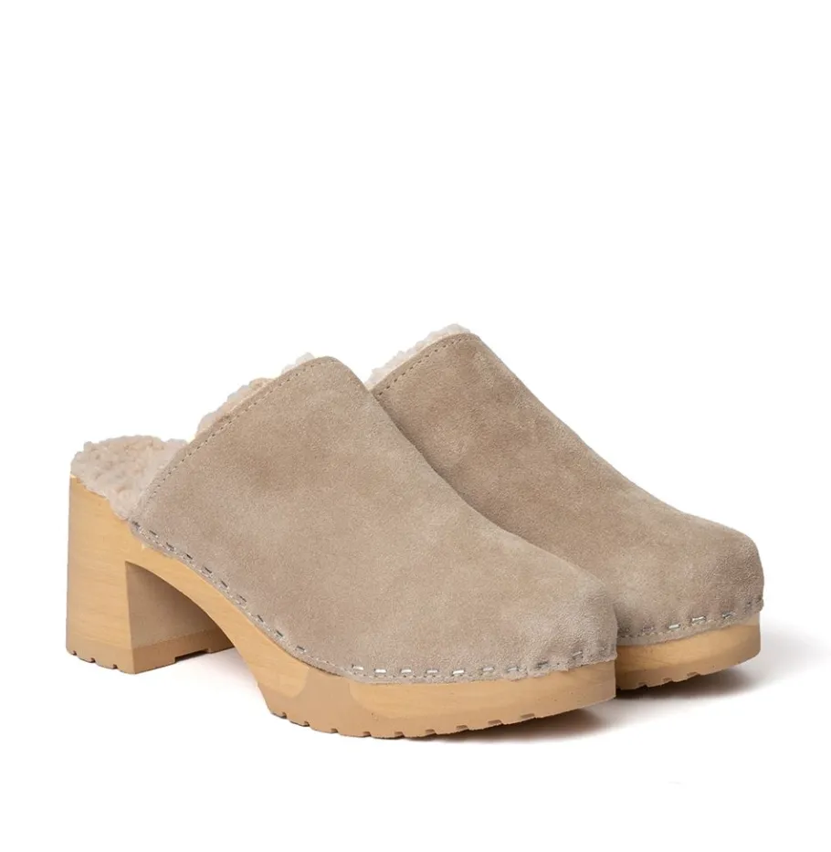 SOFTCLOX Hanja Kaschmir/Plusch Taupe/Taupe (Natur)-Frau Clogs