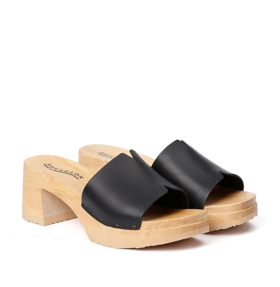 SOFTCLOX Henrietta Softnappa Schwarz (Natur)-Frau Pantoletten