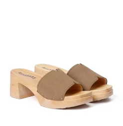 SOFTCLOX Henrietta Vegan Velourseffekt Tabacco (Natur)-Frau Pantoletten