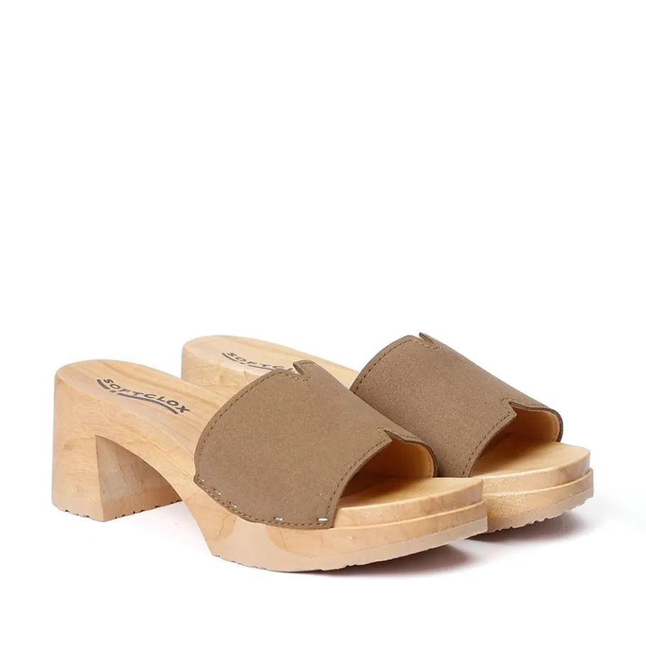 SOFTCLOX Henrietta Vegan Velourseffekt Tabacco (Natur)-Frau Pantoletten