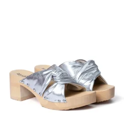 SOFTCLOX Hortensia Perlato Silber (Natur)-Frau Pantoletten