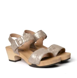 SOFTCLOX Kea Shiny Kaschmir Olivgold (Hazelnut)-Frau Sandaletten