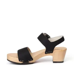 SOFTCLOX Kea Vegan Velourseffekt Schwarz (Hazelnut)-Frau Sandaletten