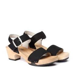 SOFTCLOX Kea Vegan Velourseffekt Schwarz (Hazelnut)-Frau Sandaletten