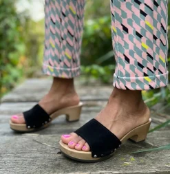 SOFTCLOX Kelly Kaschmir Schwarz/Silber (Hazelnut)-Frau Pantoletten