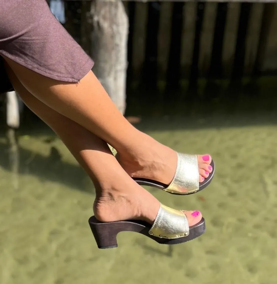 SOFTCLOX Kelly Perlato Gold (Dunkel)-Frau Pantoletten