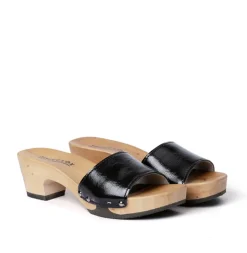 SOFTCLOX Kelly Silklack Schwarz (Hazelnut)-Frau Pantoletten