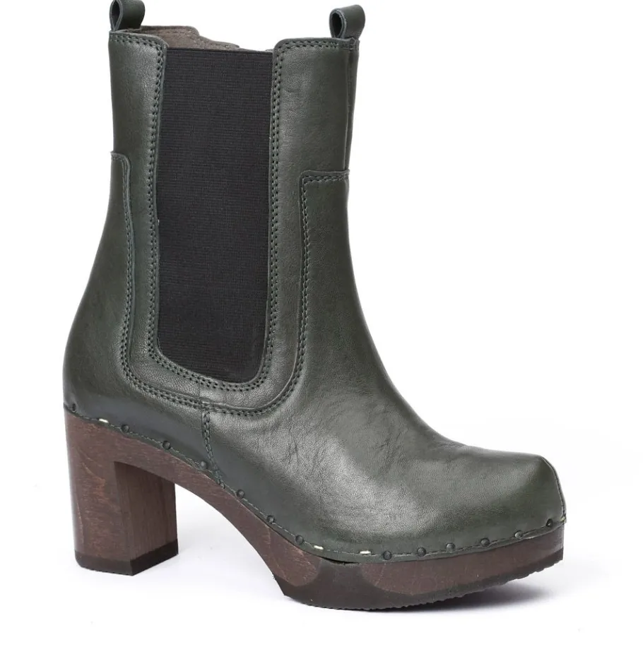 SOFTCLOX Laurentia Washed Nappa Oliv-Frau Stiefeletten
