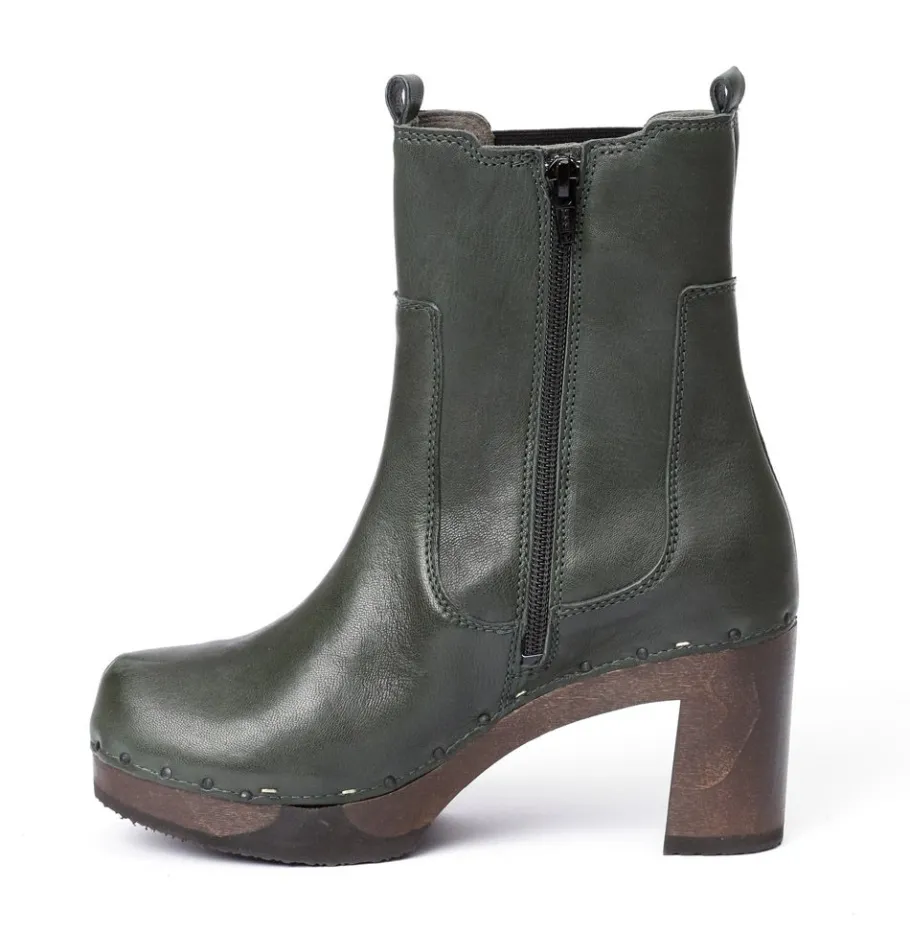 SOFTCLOX Laurentia Washed Nappa Oliv-Frau Stiefeletten