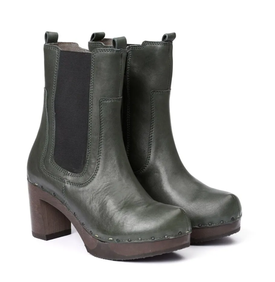 SOFTCLOX Laurentia Washed Nappa Oliv-Frau Stiefeletten