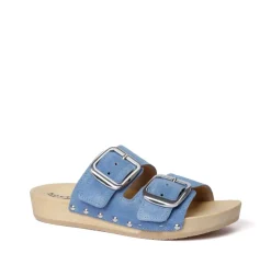 SOFTCLOX Lena Jeanslook Blau (Natur)-Frau Pantoletten