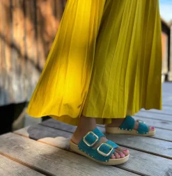 SOFTCLOX Lena Kaschmir Pacificgreen (Natur)-Frau Pantoletten