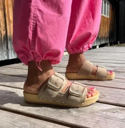 SOFTCLOX Lena Kaschmir Taupe (Natur)-Frau Pantoletten