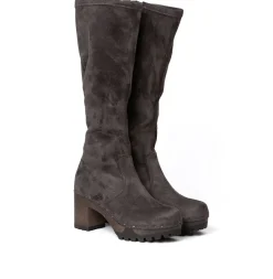 SOFTCLOX Olivera Vegan Velourseffekt Grau (Dunkel)-Frau Stiefel