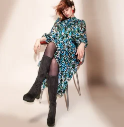 SOFTCLOX Olivera Vegan Velourseffekt Grau (Dunkel)-Frau Stiefel