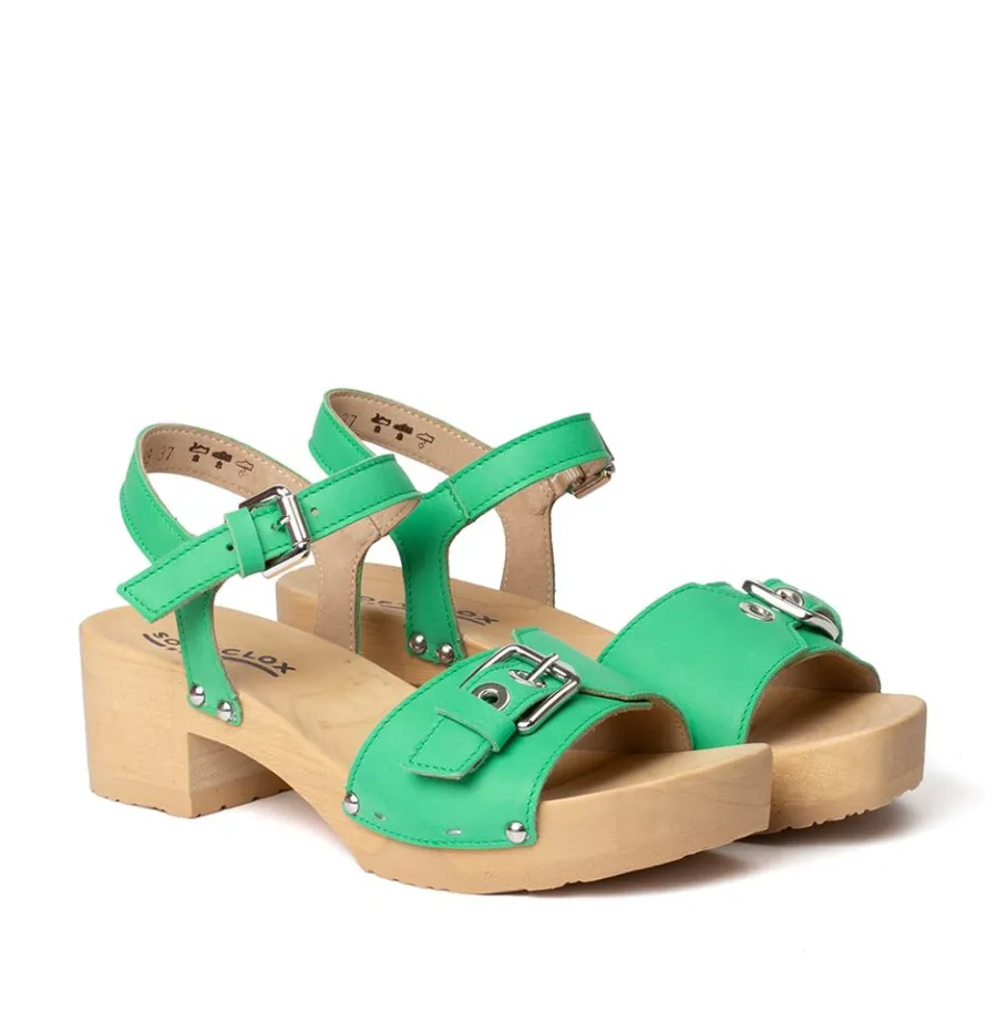SOFTCLOX Pepita Nappa Jadegrun (Natur)-Frau Sandaletten