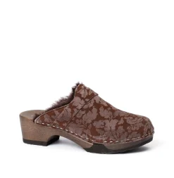 SOFTCLOX Taira Brokat/Lf Brown (Dunkel)-Frau Clogs