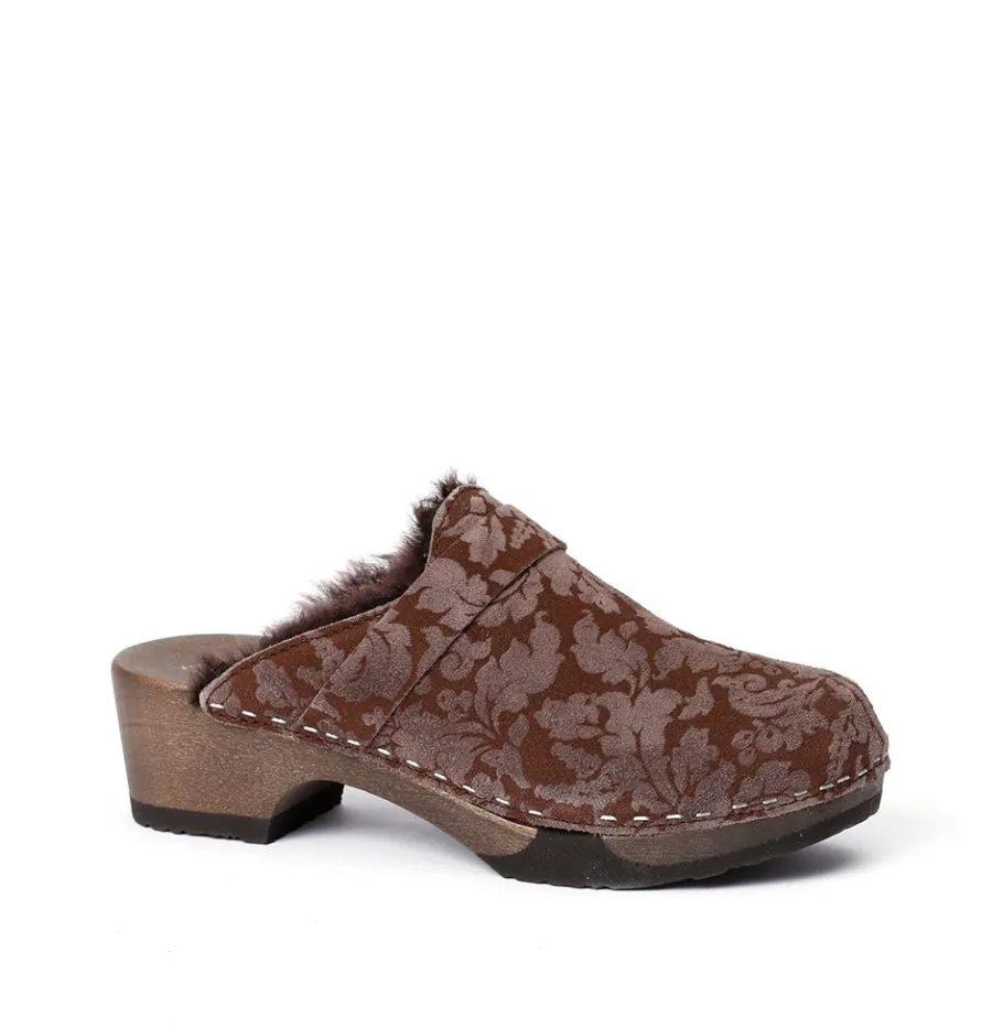 SOFTCLOX Taira Brokat/Lf Brown (Dunkel)-Frau Clogs