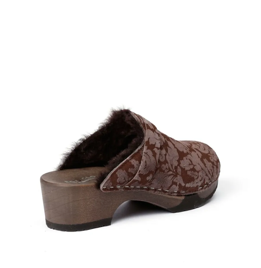 SOFTCLOX Taira Brokat/Lf Brown (Dunkel)-Frau Clogs
