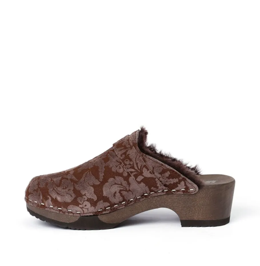 SOFTCLOX Taira Brokat/Lf Brown (Dunkel)-Frau Clogs