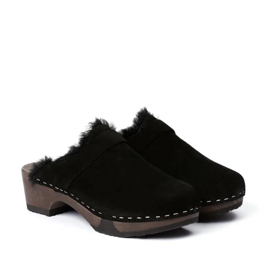 SOFTCLOX Taira Kaschmir/Lf Schwarz (Dunkel)-Frau Clogs