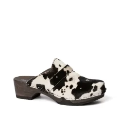 SOFTCLOX Tamina Animalprint Kuh Schwarz (Dunkel)-Frau Clogs