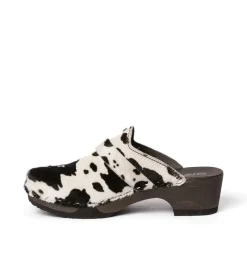 SOFTCLOX Tamina Animalprint Kuh Schwarz (Dunkel)-Frau Clogs