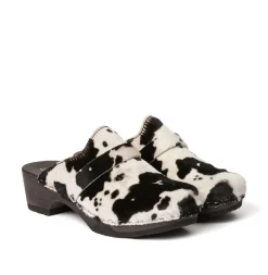 SOFTCLOX Tamina Animalprint Kuh Schwarz (Dunkel)-Frau Clogs